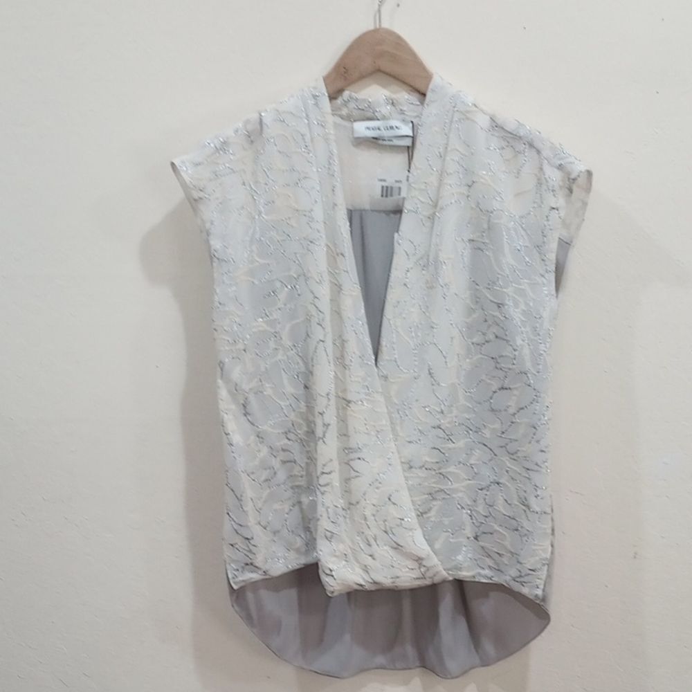 Prabal Gurung Sleeveless Blouse With Silver Metallic Accents, Size 10 - New!